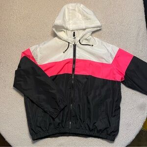 Bluenotes White, Black and Pink Colorblock Windbreaker Jacket